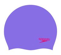 Speedo Junior Plain Moulded Silicone Swimming Cap | Dry Hair | Kids Swim, Purple/Red, One Size
