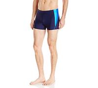 Speedo Powerflex Eco Shoreline Maillot de Bain pour Homme Coupe carrée, Homme, MSPLICESQUARELEG, Bleu Marine/Bleu, M