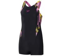 Speedo printed panel legsuit girls black/pink 116cm