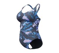 Speedo Shaping Printed V Neck Maillot de Bain Une Pièce pour Femme, Purple Mist, 34