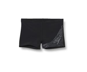 Speedo Short de Bain Medley Logo Junior pour garçon | Tissu Extensible | Vacances ou entraînement | Design athlétique | Tissu Technique, Noir/Gris Anthracite USA, 11-12 Ans