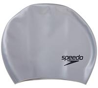 Speedo Silicone Long Hair Swim Cap Bonnet de Natation Mixte, Argenté, Taille Unique