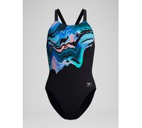 Speedo Speedo Black Placement Printed Leaderback Swimsuit