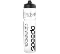 Speedo Bouteille d'eau 1 litre – Design ergonomique, transparent/noir – Taille unique