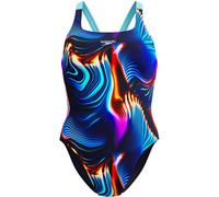 Speedo Women's All Over Print One Piece Swimsuit Compteur de vitesse Blk 8 (XS) Female