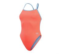 Speedo - Women's Eco+ Solid Vback - Maillot de bain natation femme Disco Peach / Curious Blue - FR 40