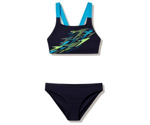 Speedo - Women's Medley Logo V-Back Bikini Set - Bikini - 40 - hyper teal / citrus green