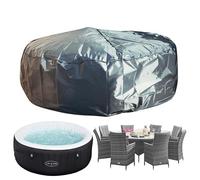 Speedwellstar Housse Ronde pour Table de Jardin, Jacuzzi, 210 cm, avec Cordon de Serrage Circulaire (Grande Housse Ronde)