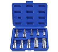 SPEEDWOX 10pcs Triple Square Spline Bit Set avec boîtier de stockage amélioré Spline Socket Bit Set carré Triple argent taille métrique 4MM-18MM Chrome Vanadium acier et acier allié S2