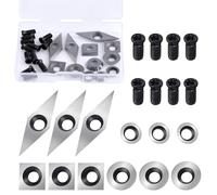 SPEEDWOX 12 pièces en carbure de tungstène Inserts Set pour les outils de tournage de tour à bois comprennent 11mm carré avec rayon,12mm et 8.9mm rond,31mm diamant 10mm avec pointe aiguisée,12 pièces