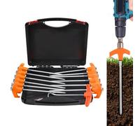 SPEEDWOX 14 piquets de Tente à Visser très résistants, ancrages au Sol métalliques filetés de 8 Pouces, Crochets à Visser en T, piquets de Camping avec boîte de Rangement pour Le Camping