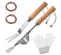 SPEEDWOX 2PCS Outils d’arrachage de Mauvaises Herbes avec 2PCS Cordes de Vachette Outil à Main de Jardinage avec Base en métal et Fourche en Forme de v Outil d’enlèvement de Mauvaises Herbes Outil