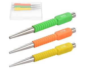 SPEEDWOX 3 pièces comprenant un poinçon à clous, un enfonce-clou de 1/32", 1/16" et 3/32", un jeu de clous et un poinçon central. Outil de pose de clous à code couleur avec poignée antichoc