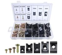 SPEEDWOX 340Pcs voiture U-Clip et Kit d’assortiment de vis 9 différentes tailles écrou U automobile et vis pièces de rechange Clip de Type U U écrous Clip-On de style U pour voiture tableau de bord