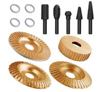 SPEEDWOX 4 Pièces Ensemble De Disques À Sculpter Sur Bois Avec 5 Pièces Jeu De Râpes Rotatives Et 4 Réducteurs De Douille Pour Meuleuse D'Angle 1/4 Pouce Tige