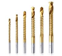 SPEEDWOX 6Pcs forets 3-8mm foret de coupe latérale dentelée foret Impact titane enduit HSS torsion forets titane HSS perceuse & scie outils de travail du bois pour trou de bois en plastique