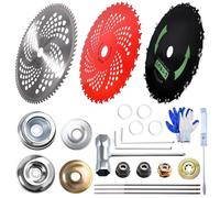 SPEEDWOX 9" & 10" Lames de débroussailleuse à pointe carbure 3 pièces 36 dents de scie + 20 dents en acier au carbone + 80 dents de coupe avec kit d'adaptateur pour débroussailleuse WeedEater