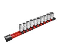 SPEEDWOX Jeu de 10 douilles à entraînement 3/8" en acier au chrome-vanadium CR-V, douilles longues 8-19 mm, conception à 6 pans antidérapante, avec support de rail pour la réparation automobile