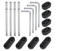 SPEEDWOX Kit de supports d'échappement 4 pièces Tiges de support d'échappement universelles coudées à 90° et silencieux long droit 8 pièces Support en caoutchouc Tige de support 2 trous 4 trous