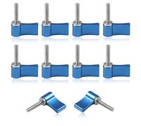 SPEEDWOX Lot de 10 boutons rotatifs à filetage mâle, M4 20 mm, réglable, bouton rotatif avec une ailette, en alliage d'aluminium bleu