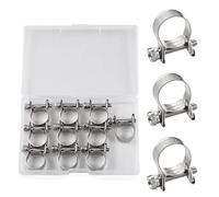 SPEEDWOX Lot de 10 mini colliers de serrage réglables en acier inoxydable 304 avec boîte de rangement pour tuyau d'essence diesel, plomberie automobile (13-15 mm)