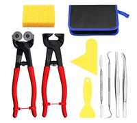 SPEEDWOX Lot de 10 outils pour mosaïque en verre robuste avec pince à épiler, grattoir, crochet à double extrémité, spatule, éponge, sac à fermeture éclair, outils pour vitrail