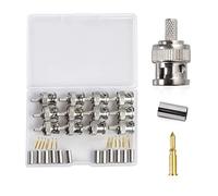 SPEEDWOX Lot de 12 connecteurs BNC RG58 mâles à sertir avec boîte de rangement, compatible avec câble coaxial RG58 pour antennes, appareils LAN sans fil, câble coaxial, Wi-Fi, radios, antenne externe