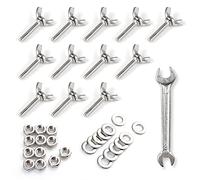 SPEEDWOX Lot de 12 vis à ailettes en forme de Y M6 x 30 mm Vis à tête papillon en acier inoxydable 304 Boulons à ailettes avec écrou hexagonal, rondelle plate et clé pour serrer à mains nues