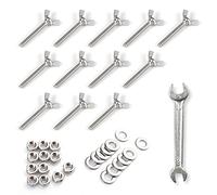 SPEEDWOX Lot de 12 vis à ailettes en forme de Y M6 x 45 mm Vis à tête papillon en acier inoxydable 304 Boulons à ailettes avec écrou hexagonal, rondelle plate et clé pour serrer à mains nues