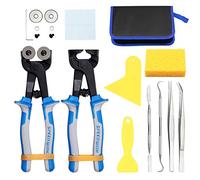 SPEEDWOX Lot de 18 outils de mosaïque - Pince coupante en céramique avec roue de rechange - Grattoirs à pince à épiler - Crochet double extrémité - Spatule - Éponge - Chiffon