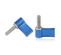 SPEEDWOX Lot de 2 boutons rotatifs mâles filetés, M5 17 mm, vis à levier réglable, bouton rotatif avec aile unique, alliage d'aluminium bleu