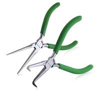 SPEEDWOX Lot de 2 mini pinces à bec aiguille courbée avec dents et bec aiguille pour la fabrication de bijoux 12,7 cm Pince à bec long coudée à 45 degrés avec mâchoire dentelée Pince extracteur