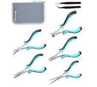 SPEEDWOX Lot de 5 mini pinces à longue portée avec étui comprenant une pince à bec plat, une pince à bec courbé, une pince diagonale à bec aiguille, une pince coupante pour la fabrication