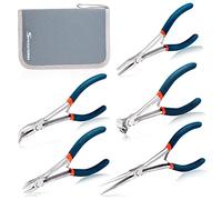 SPEEDWOX Lot de 5 mini pinces avec étui comprenant une pince à bec plat, une pince coupante à bec courbé et une pince diagonale pour travaux manuels, réparation