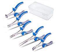 SPEEDWOX Lot de 5 pinces coupantes professionnelles avec étui, mini pinces coupantes à long bec et bec courbé