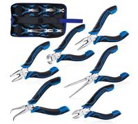 SPEEDWOX Lot de 6 mini pinces - Pince à bec pointu, pince coupe-fil, pince coupante de côté, pince à long bec et pince universelle pour la fabrication de bijoux, enfilage de perles