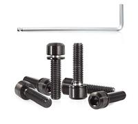 SPEEDWOX Lot de 6 vis de tige de vélo avec rondelles en alliage de titane hexagonal, vis coniques pour VTT, vélo de route, M5 x 20 mm, noir