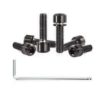 SPEEDWOX Lot de 6 vis de tige de vélo avec rondelles en alliage de titane hexagonal, vis coniques pour VTT, vélo de route, M5 x 18 mm, noir