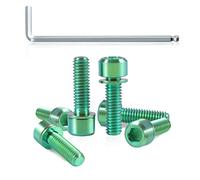 SPEEDWOX Lot de 6 vis de tige de vélo avec rondelles en alliage de titane hexagonal, vis coniques pour VTT, vélo de route, M6 x 20 mm, vert
