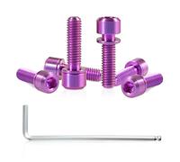 SPEEDWOX Lot de 6 vis de tige de vélo avec rondelles en alliage de titane - Vis hexagonales coniques pour VTT, vélo de route, M5 x 18 mm - Violet