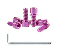 SPEEDWOX Lot de 6 vis de tige de vélo avec rondelles en alliage de titane - Vis hexagonales coniques pour VTT, vélo de route, M6 x 18 mm - Violet