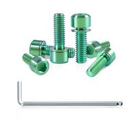 SPEEDWOX Lot de 6 vis hexagonales pour tige de vélo avec rondelles en alliage de titane pour pièces de potence de VTT, vélo de route, M6 x 18 mm, vert
