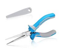SPEEDWOX Pince à bec aiguille pour bijoux et pêche longue, mâchoire dentelée, coque fine, bleu, 15,2 cm