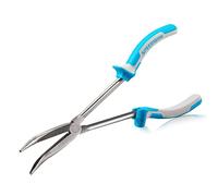 SPEEDWOX Pince à bec courbé longue portée de 28 cm à 45 degrés pour mécaniciens, techniciens, outil professionnel à haut effet de levier, poignée antidérapante en TPR avec mâchoires dentelées