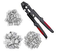 SPEEDWOX Pince à sertir de 25,4 cm avec 180 pièces en aluminium à double barillet et manchons de boucle pour câble métallique avec poignée ergonomique jusqu'à 2,2 mm
