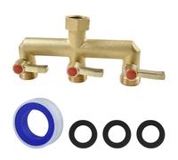 SPEEDWOX Répartiteur de tuyau d'arrosage en laiton Répartiteur de tuyau d'extérieur avec rondelle Augmentation du débit d'eau Débit maximal Répartiteur de tuyau en laiton à 3 voies très résistant