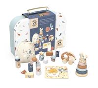 Speedy Monkey - Coffre Jouets Bébé Ma Première Boîte à Jouets - Bois FSC Blocs, Puzzle, Lapin Empilable, Hérisson à Traîner - Éveil 1 à 3 Ans - Cadeau Naissance Anniversaire 1 an Fille Garçon