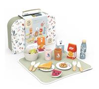 Speedy Monkey Panier de pique-nique en bois - Comprend des plats de jeu, un bol en feutre, des cartons de nourriture et de boissons | Excellent jeu de rôle pour filles et garçons de 2 ans | Jouets