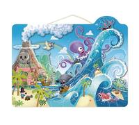 SPEEDY MONKEY Puzzle de pirate magnétique - Base en bois sur le thème des pirates - Jouet de développement des compétences - Décoration et cadeau - Pour enfants de 3 ans et plus