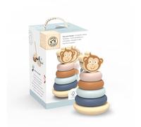 Speedy Monkey Roly Poly Jouets empilables - Bois de qualité supérieure, peinture non toxique, jouets pour bébé de 6 à 12 mois, cadeaux colorés et éducatifs pour bébés, parents, mamans et amis - Formes